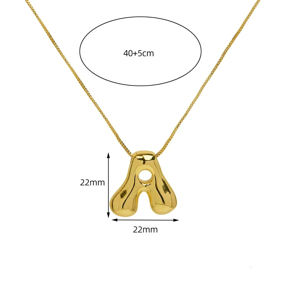 Collar de Acero Inoxidable con Inicial para Mujer – Colgante de Letra Estilo Bubble