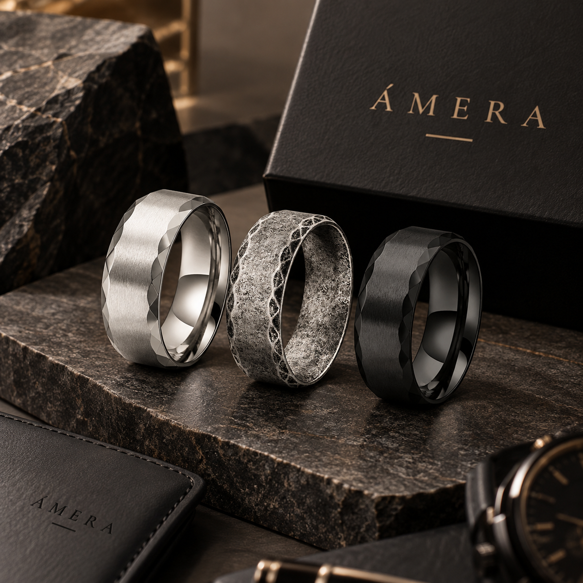 Set de 3 anillos para hombre