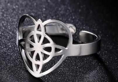 Anillo de Acero Titanio con Corazón Hueco (Europeo/Americano)