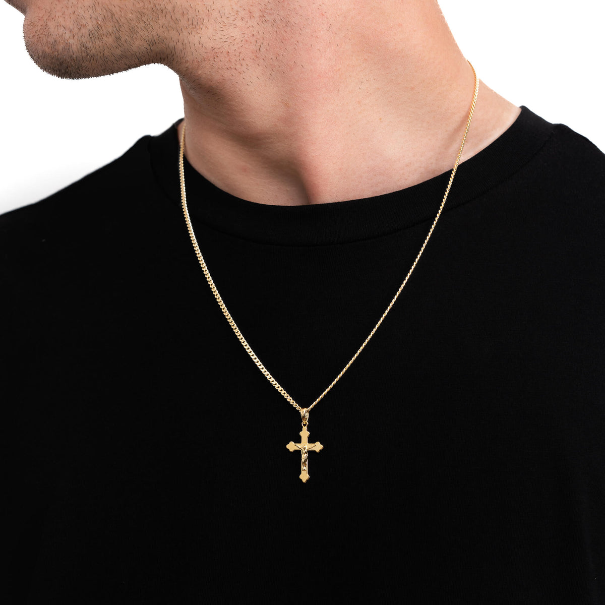 CADENA CUBANA CON CRUZ&nbsp; (chapado) ORO 18K ✝️⛓️