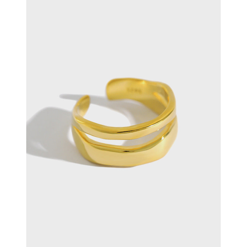 Anillo Doble Capa Irregular de Plata S925