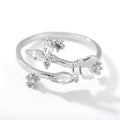 Anillo Ajustable de Zircón con Flor Fresca para Mujer