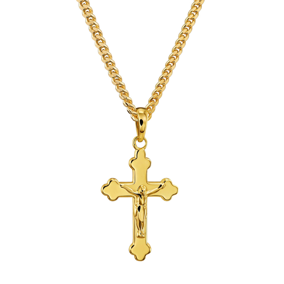 CADENA CUBANA CON CRUZ&nbsp; (chapado) ORO 18K ✝️⛓️