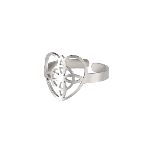 Anillo de Acero Titanio con Corazón Hueco (Europeo/Americano)