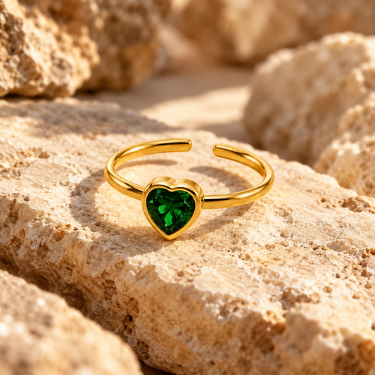 💚 Anillo Corazón Esmeralda