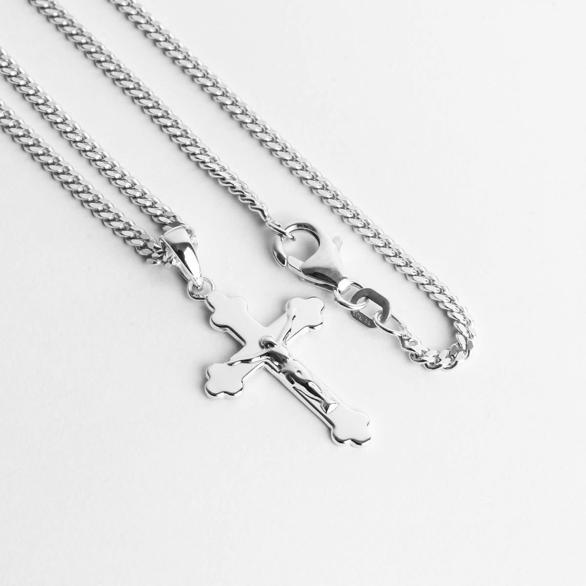 CADENA CUBANA CON CRUZ PLATA 925 ✝️🩶