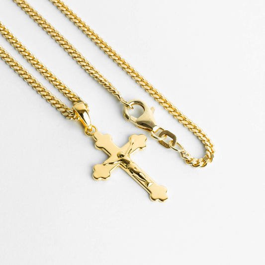 CADENA CUBANA CON CRUZ&nbsp; (chapado) ORO 18K ✝️⛓️