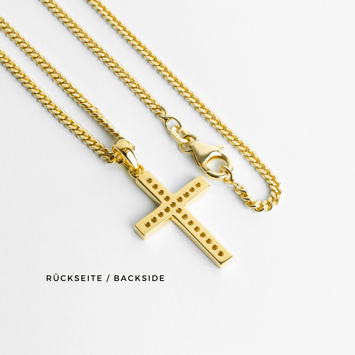 CADENA CUBANA CON CRUZ ZIRCONIA 18K ✝️💎