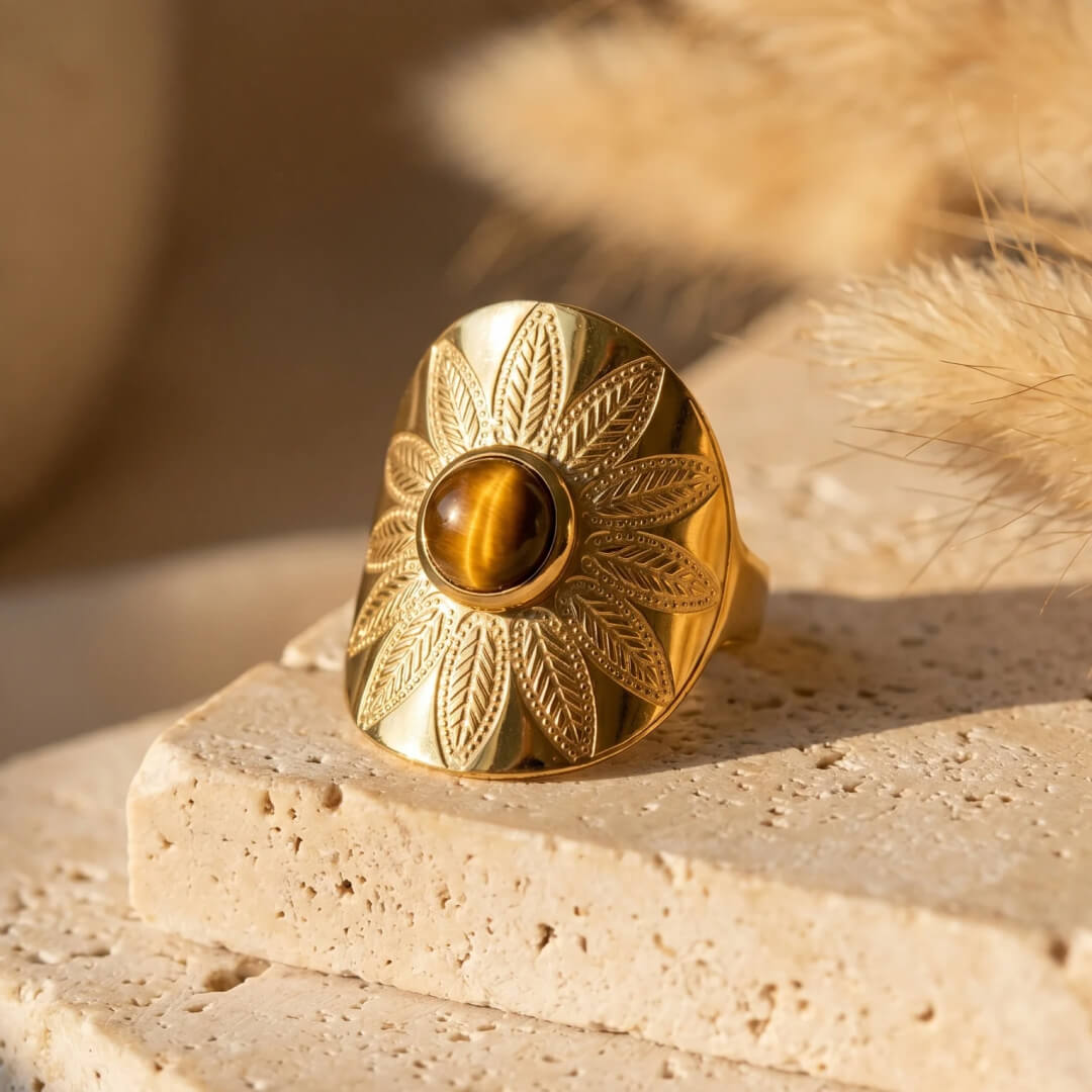 ANILLO SOL DE OJO DE TIGRE ☀️🤎