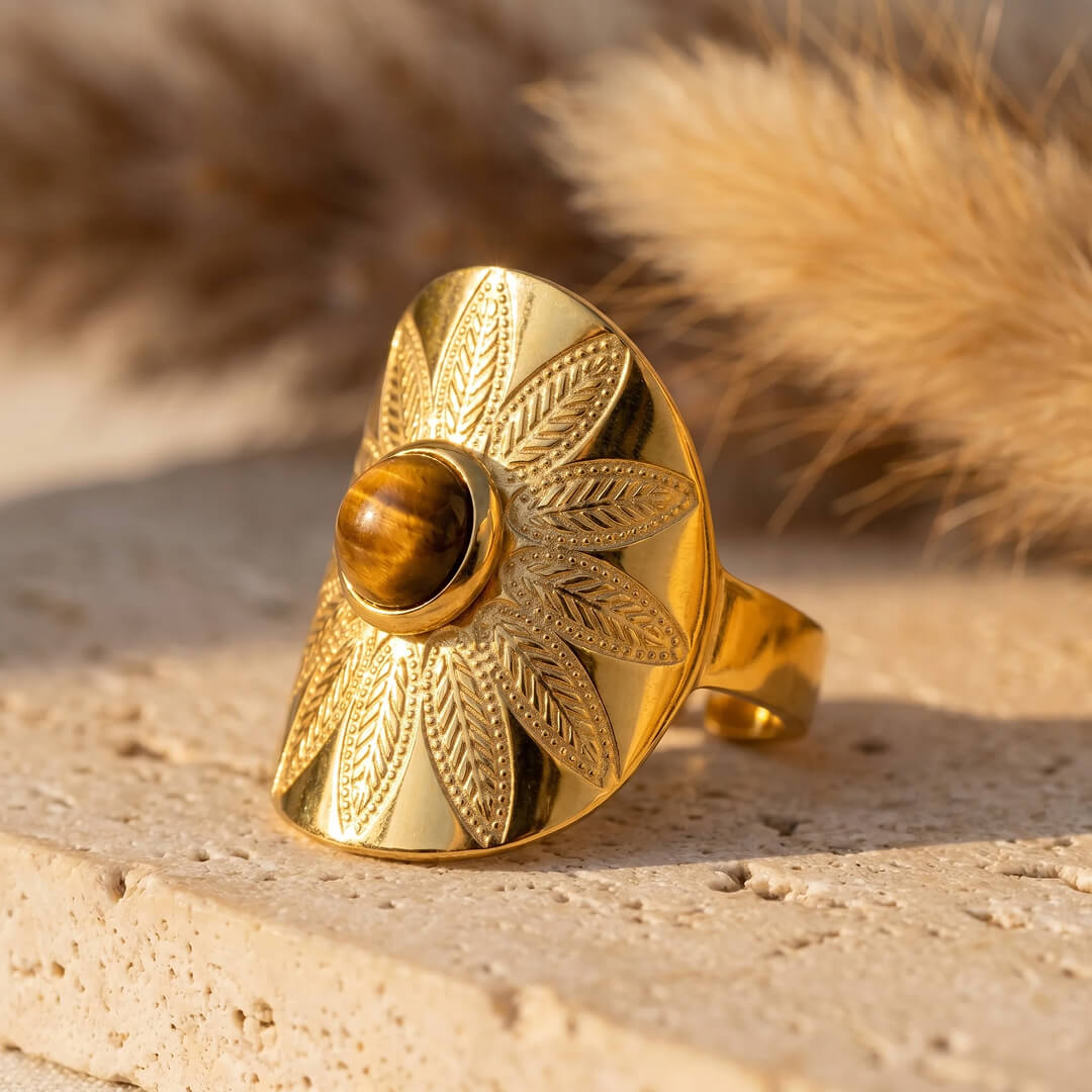 ANILLO SOL DE OJO DE TIGRE ☀️🤎