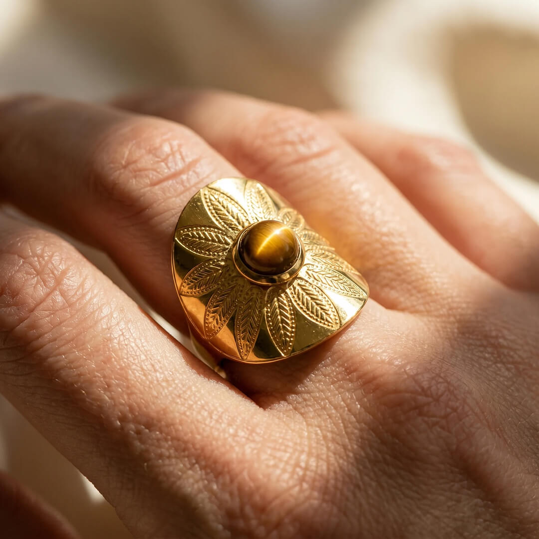 ANILLO SOL DE OJO DE TIGRE ☀️🤎