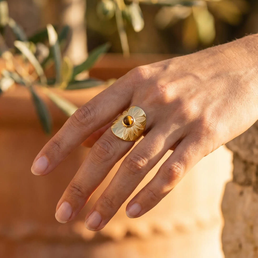 ANILLO SOL DE OJO DE TIGRE ☀️🤎