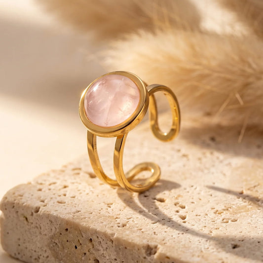 ANILLO IRIS DE CUARZO ROSA 🌸