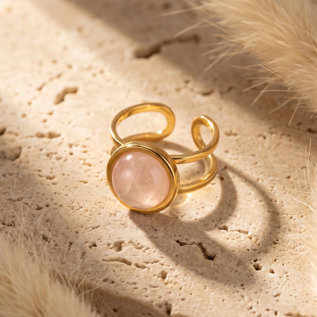 ANILLO IRIS DE CUARZO ROSA 🌸