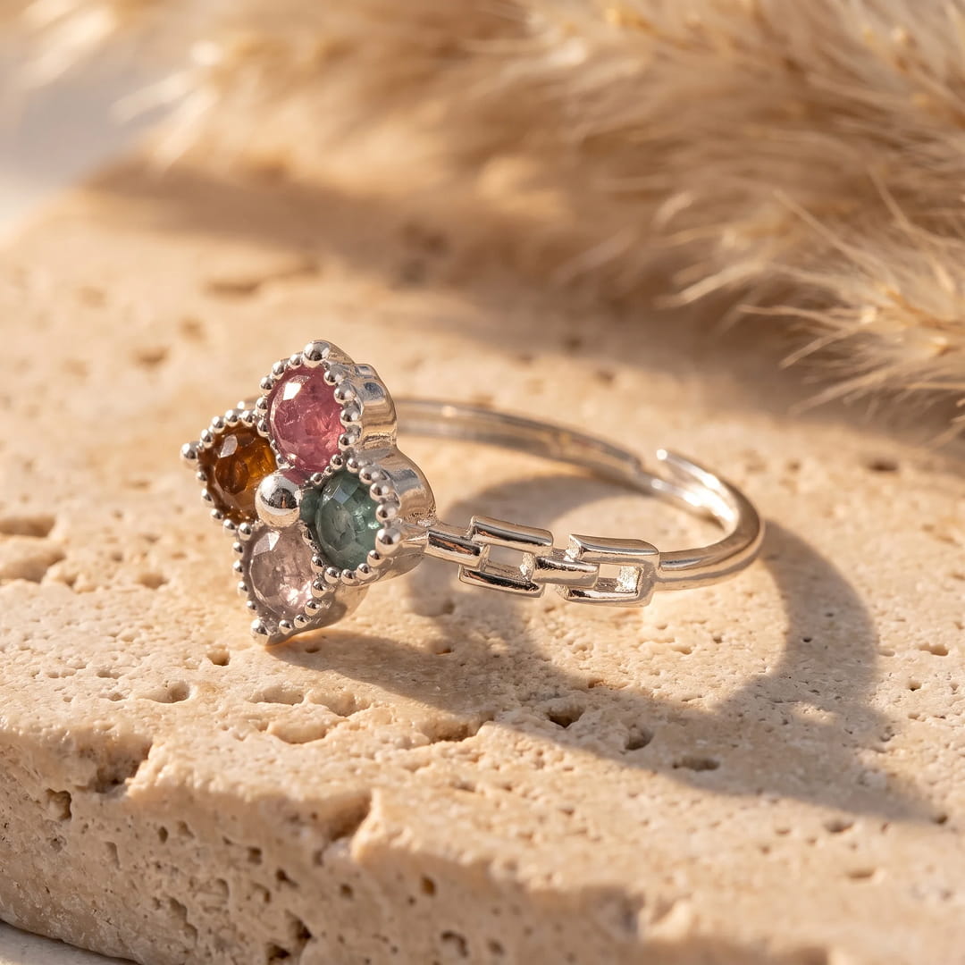 ANILLO TRÉBOL DE TURMALINAS 🍀✨