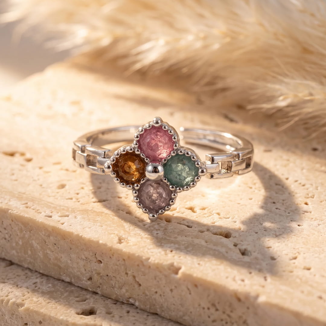 ANILLO TRÉBOL DE TURMALINAS 🍀✨