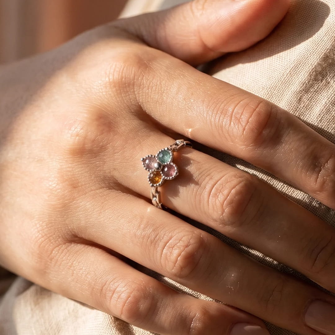 ANILLO TRÉBOL DE TURMALINAS 🍀✨