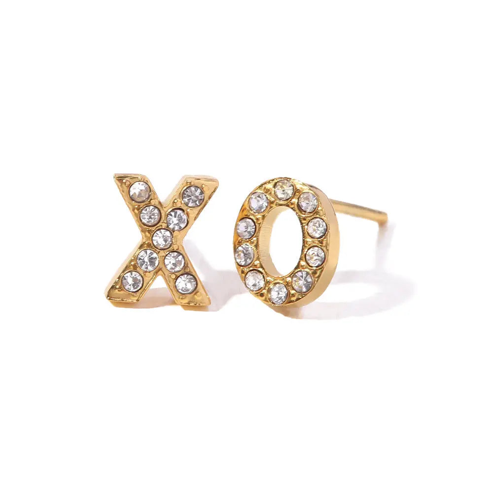 Pendientes de botón plateados con diseño “XO”