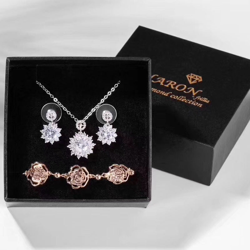 Juego de Joyería de Noche para Mujer con Collar, Pendientes y Pulsera