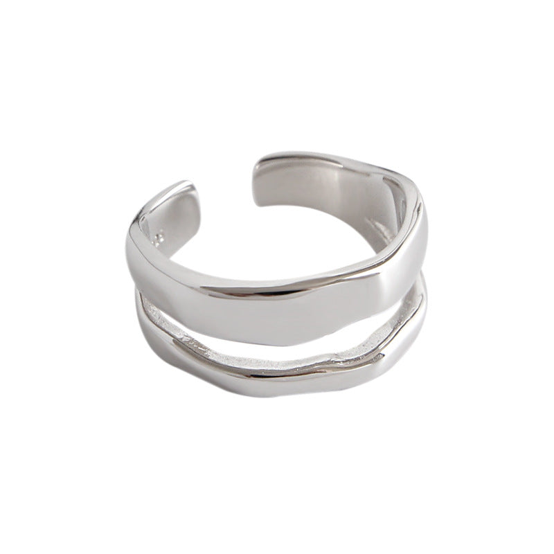 Anillo Doble Capa Irregular de Plata S925