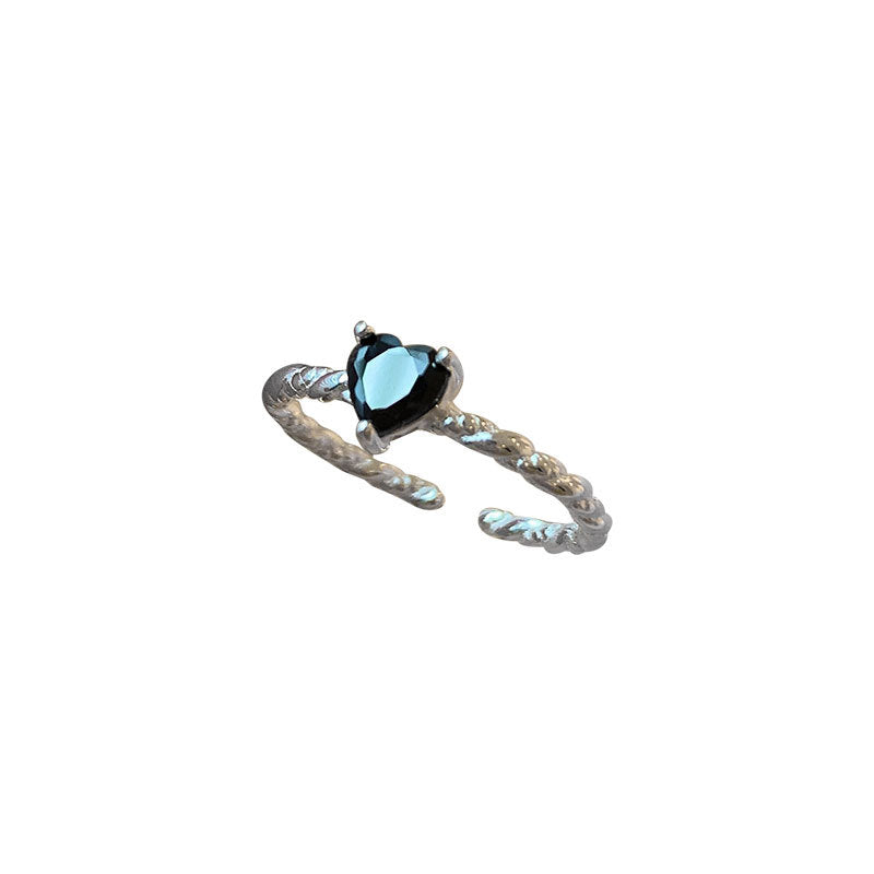Anillo de Amor de Zirconia Negra en Plata de Ley S925