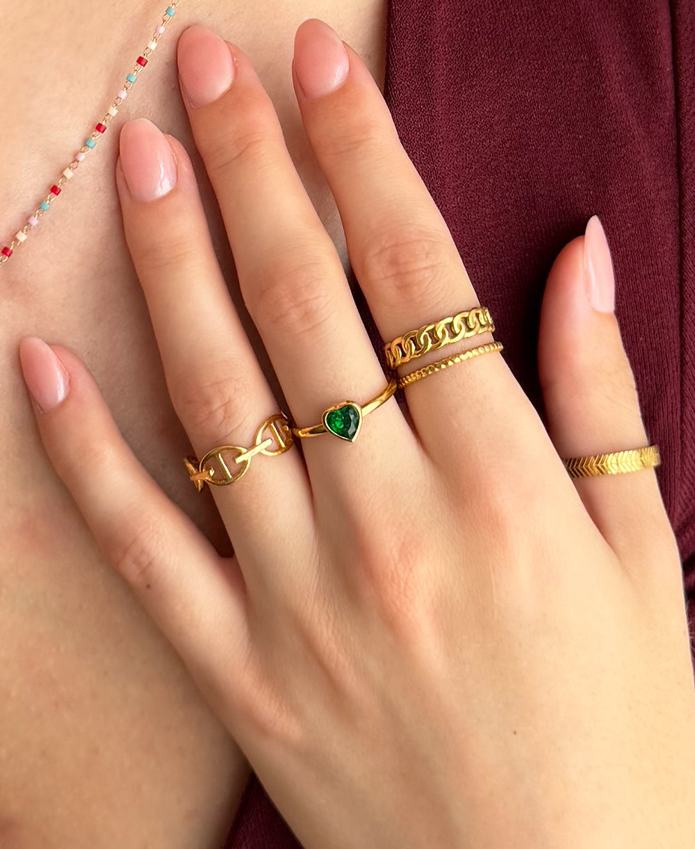 💚 Anillo Corazón Esmeralda